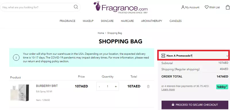how to use fragrance coupon code