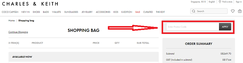  how to use charles&keith coupon code?