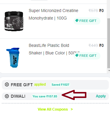 Screenshot of tested coupon for Beastlife