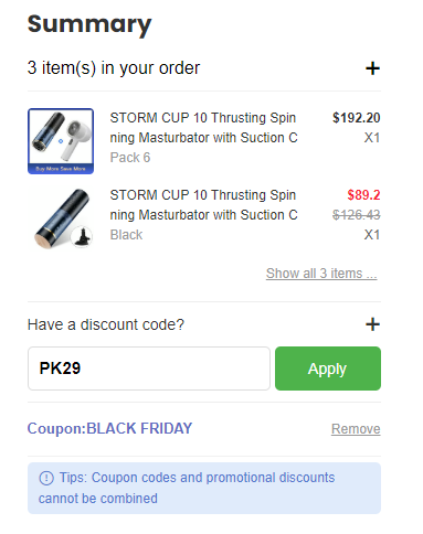 Screenshot of tested coupon for Bestvibe