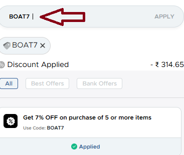 Screenshot of tested coupon for Boat