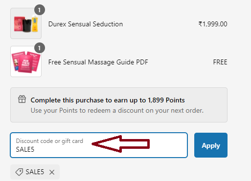 Screenshot of tested coupon for Durex