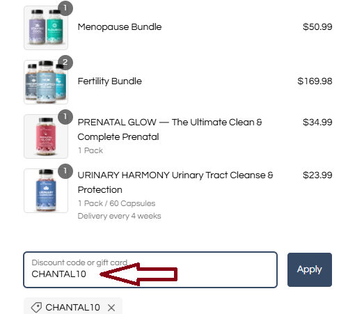 Screenshot of tested coupon for Eu Natural