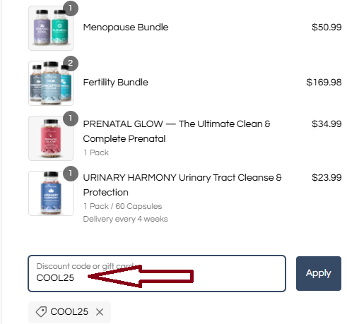 Screenshot of tested coupon for Eu Natural