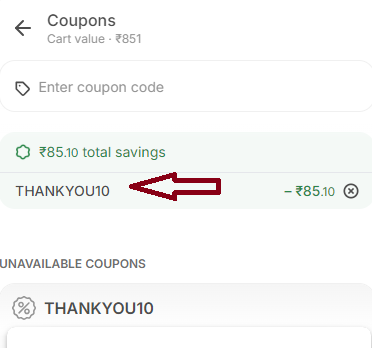 Screenshot of tested coupon for Feedsmart