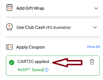 Screenshot of tested coupon for Firstcry