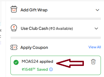 Screenshot of tested coupon for Firstcry