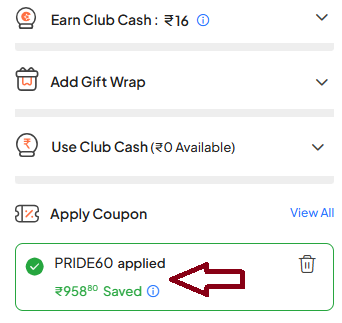 Screenshot of tested coupon for Firstcry