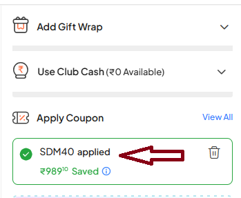 Screenshot of tested coupon for Firstcry