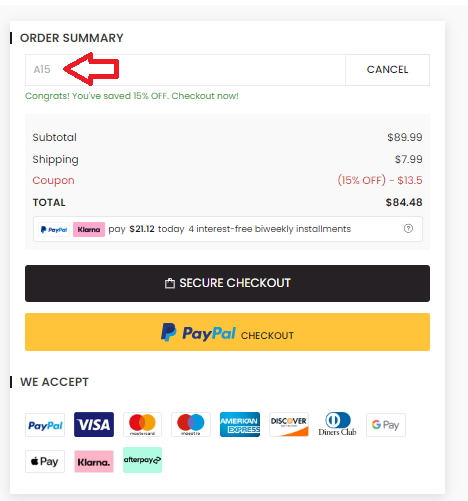 Screenshot of tested coupon for Helloice