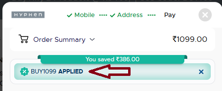 Screenshot of tested coupon for Hyphen