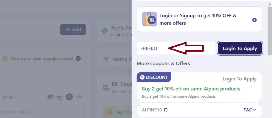 Screenshot of tested coupon for Hyugalife