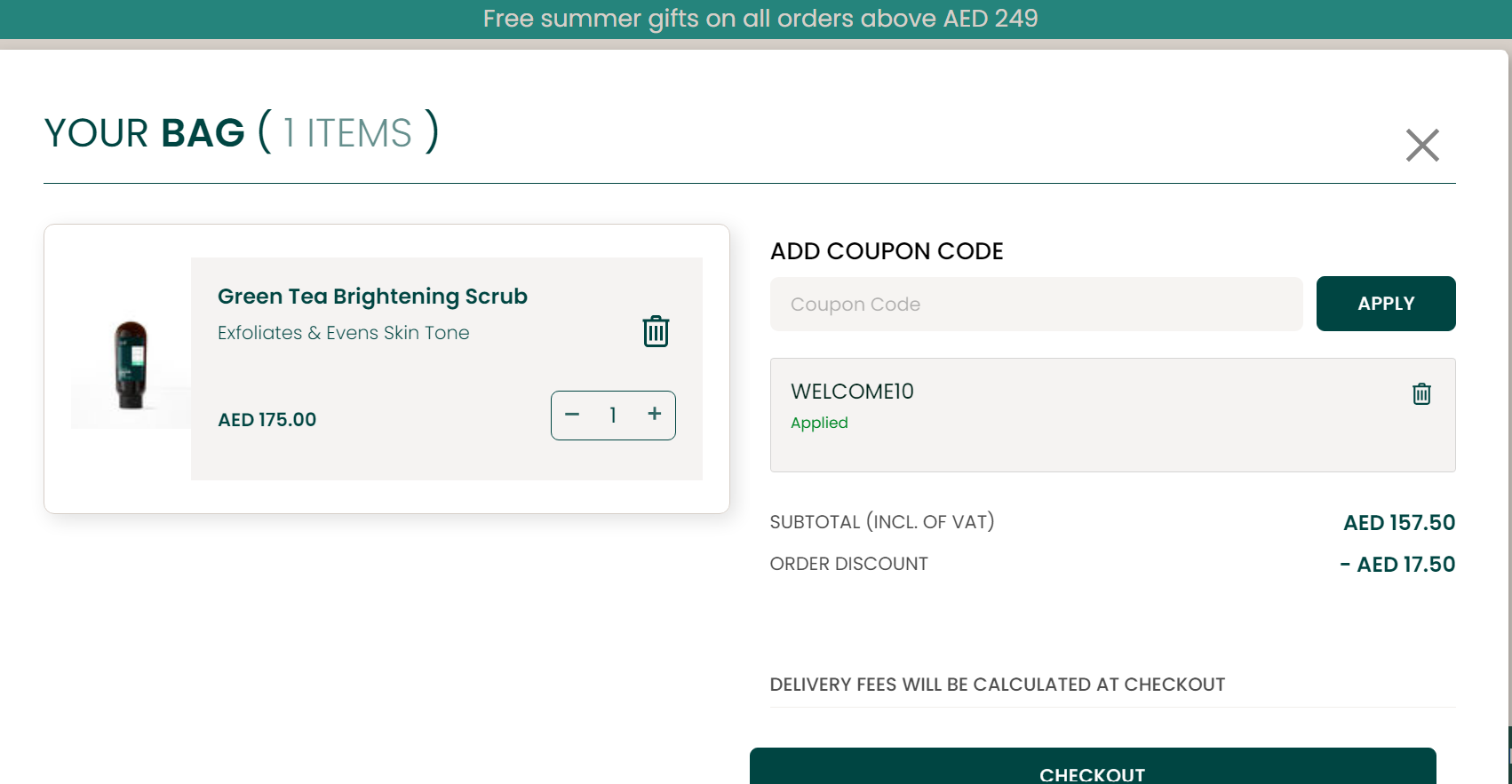 Screenshot of tested coupon for Izil Beauty