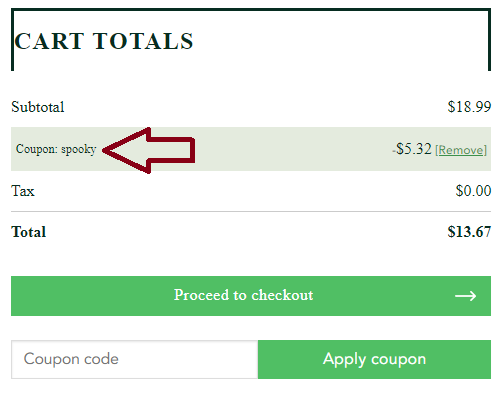 Screenshot of tested coupon for Kingdom Kratom