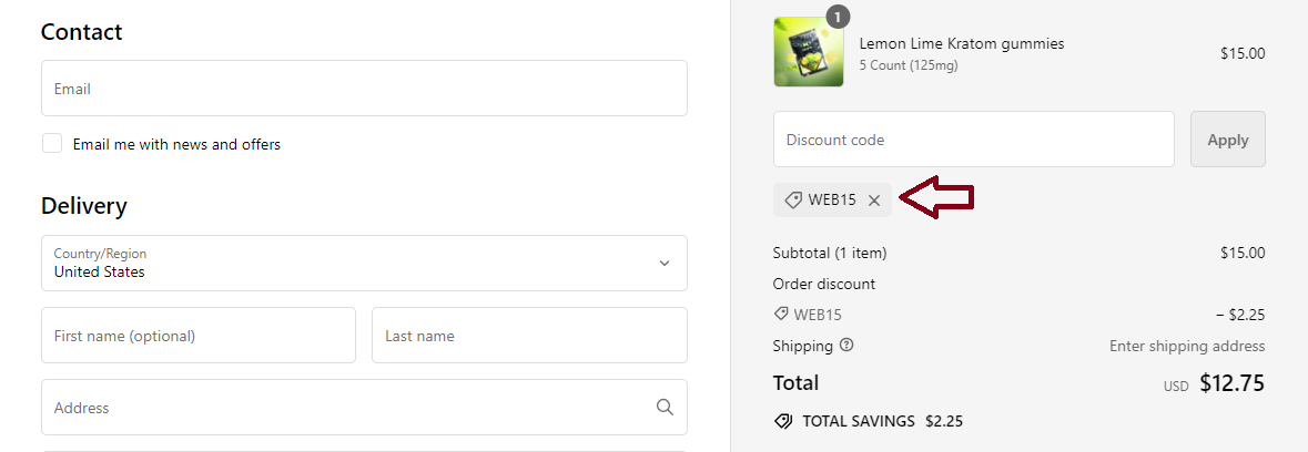 Screenshot of tested coupon for K Tropix