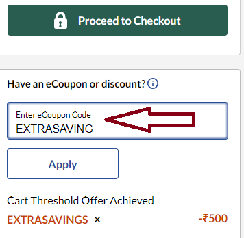 Screenshot of tested coupon for Lenovo