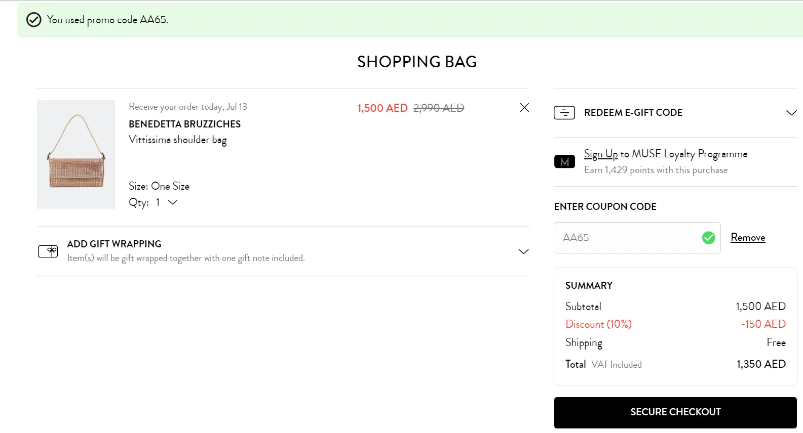 Screenshot of tested coupon for Level Shoes