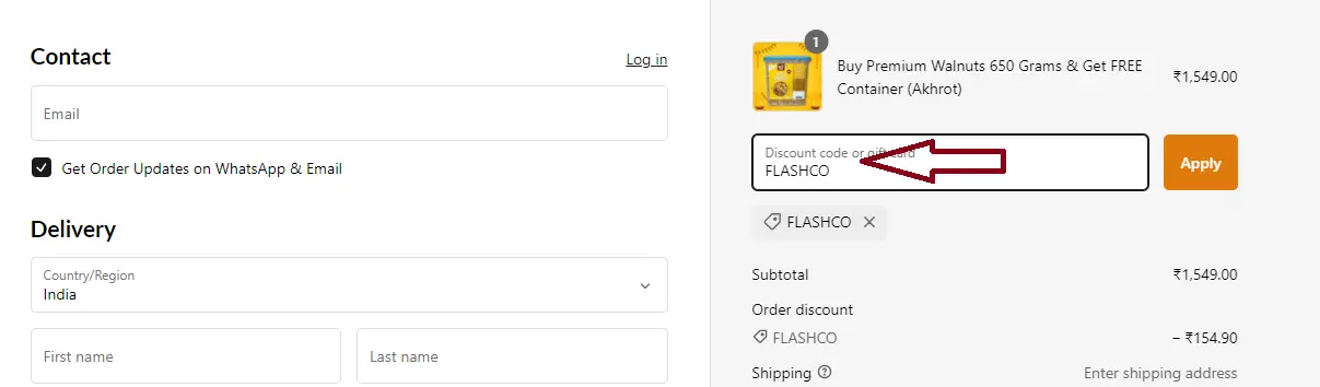 Screenshot of tested coupon for Ministry Of Nuts