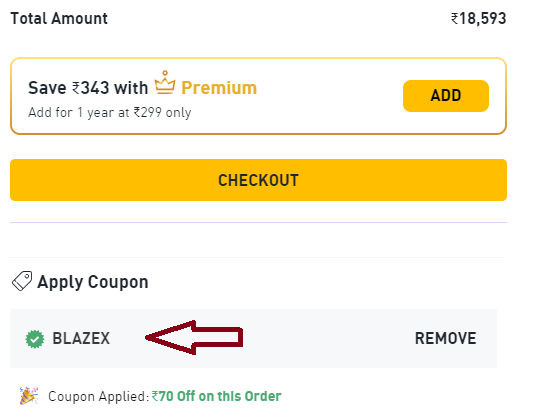 Screenshot of tested coupon for MuscleBlaze