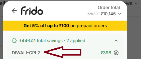 Screenshot of tested coupon for MyFrido