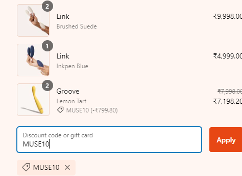 Screenshot of tested coupon for My Muse