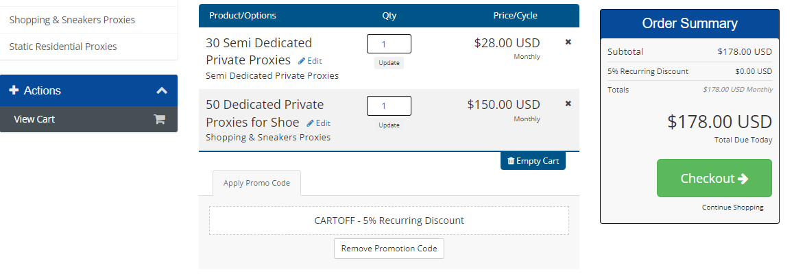 Screenshot of tested coupon for Proxy Hub