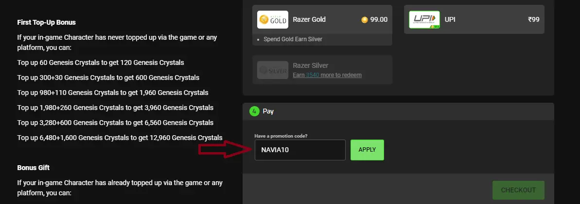 Screenshot of tested coupon for Razer