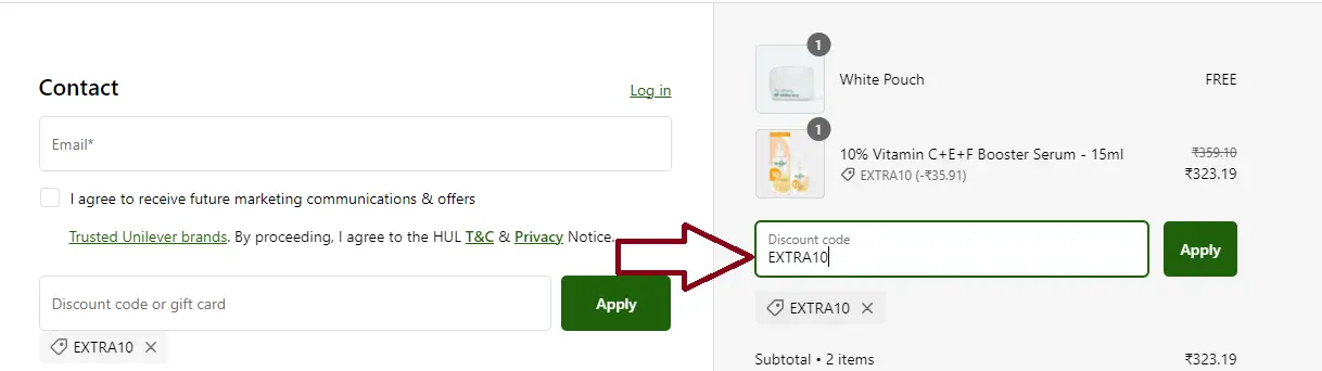 Screenshot of tested coupon for Simple Skincare