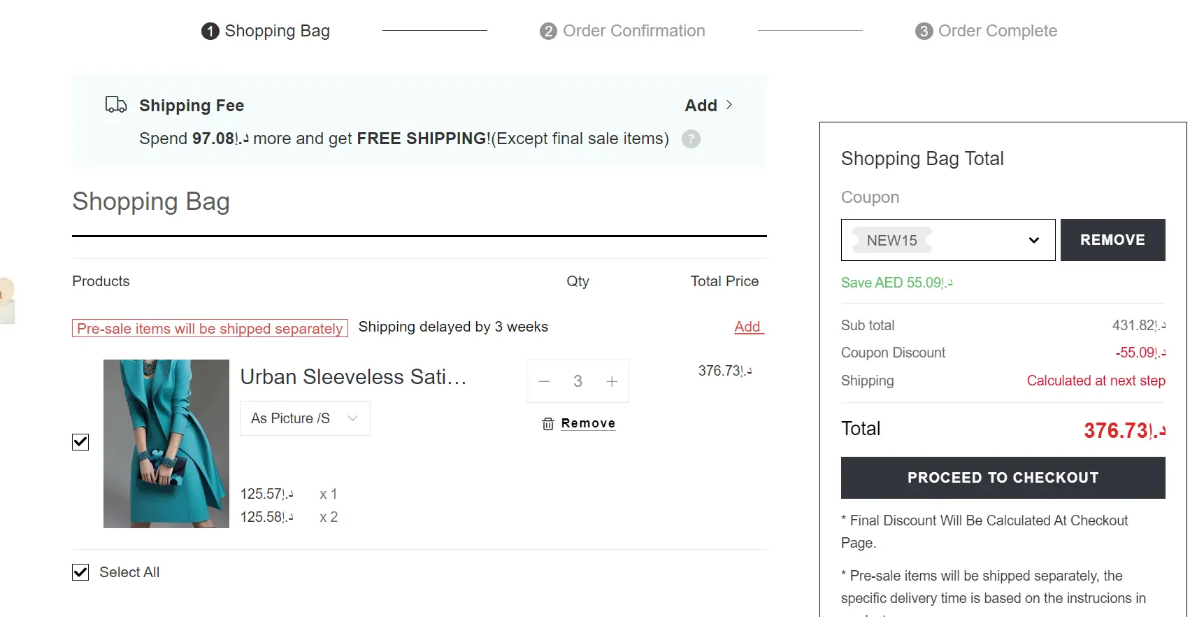 Screenshot of tested coupon for Stylewe