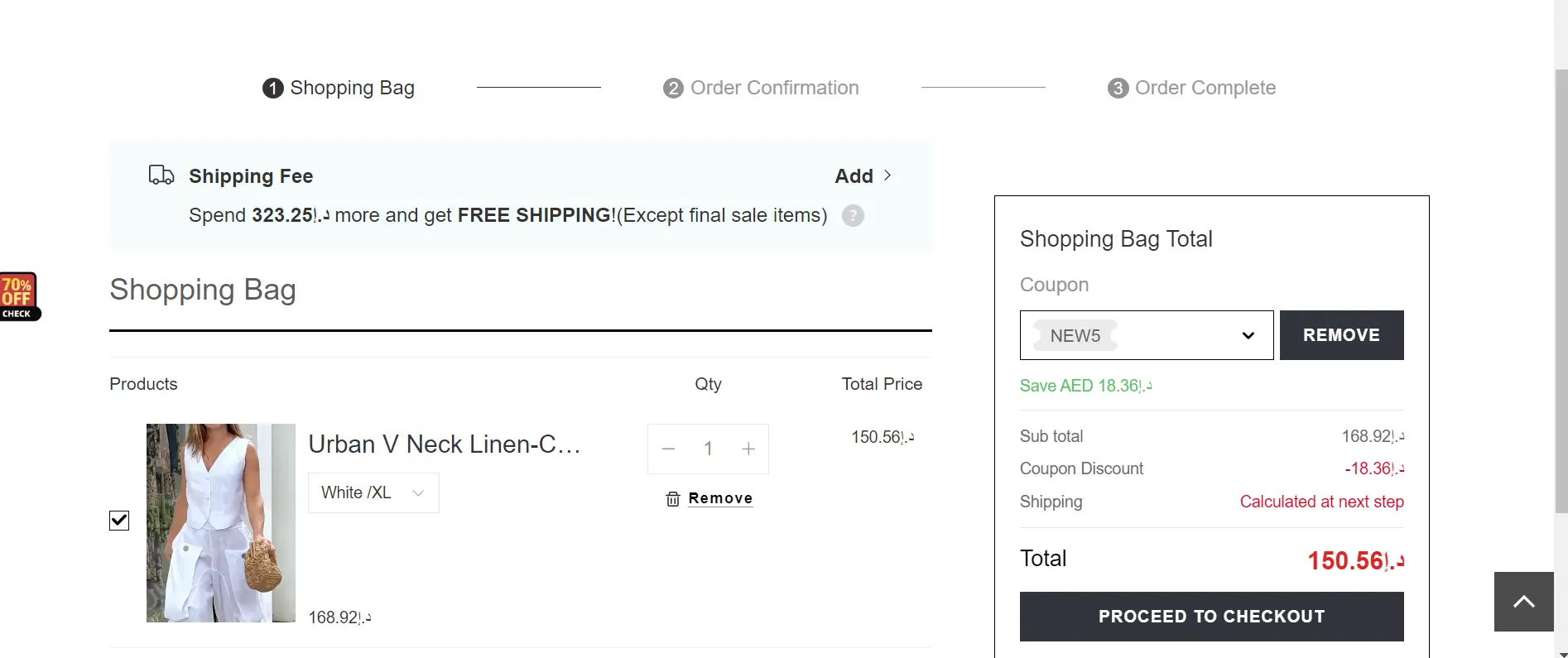 Screenshot of tested coupon for Stylewe