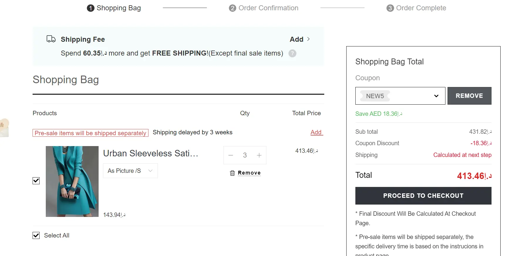 Screenshot of tested coupon for Stylewe