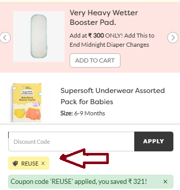 Screenshot of tested coupon for Superbottoms