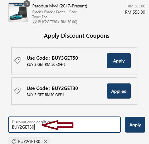 Screenshot of tested coupon for Trapo