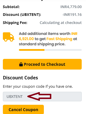 Screenshot of tested coupon for Ubuy