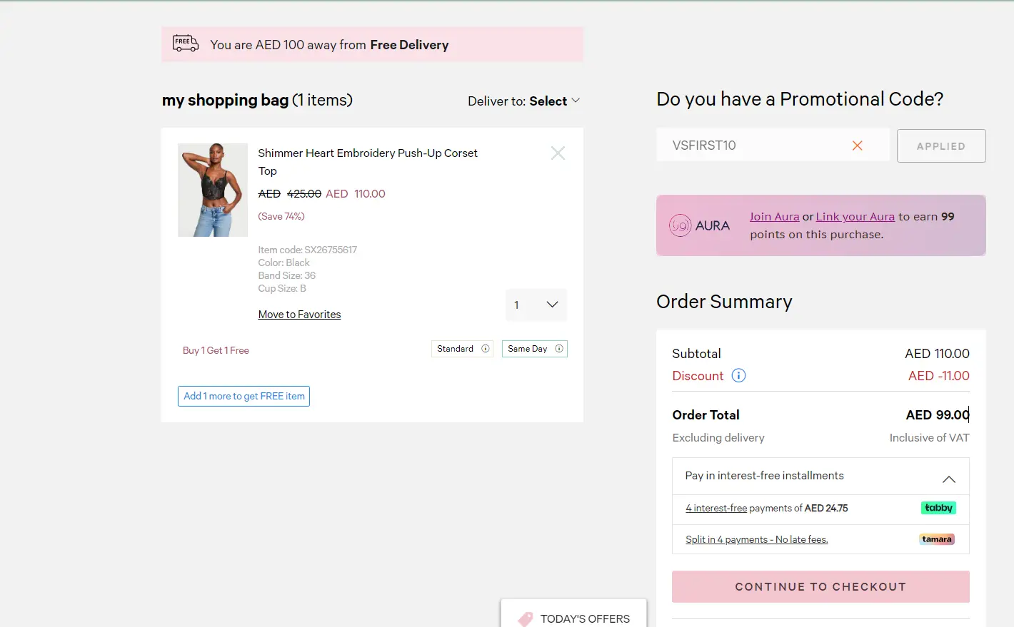 Screenshot of tested coupon for Victoria Secret