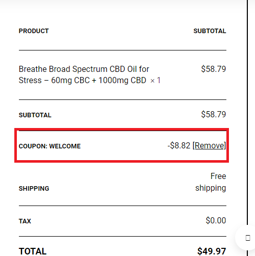 Screenshot of tested coupon for Wild Theory