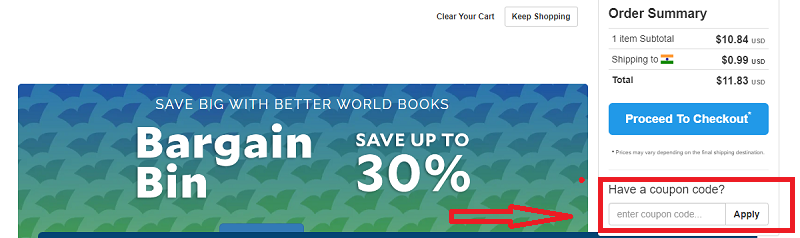 how to use better world books coupon code?