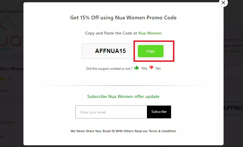 Nua women Discount code